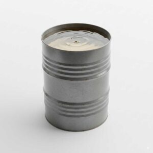 Industrial reformate in barrel, colorless to light yellow, white background