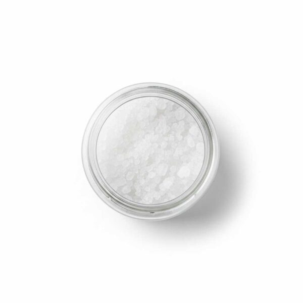 Top view of white citric acid crystals