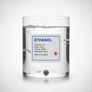 اتانول-صنعتی-در-بطری-شیشه‌ای،-رنگ-شفاف،-بکگراند-سفید