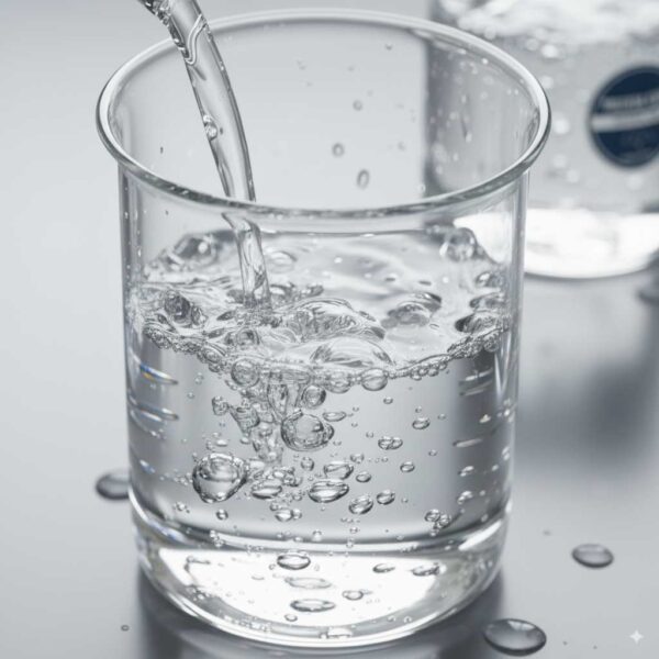 Close-up of clear Triethylene Glycol liquid showing texture and viscosity