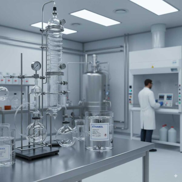 Ethanol in industrial lab environment, with visible equipment