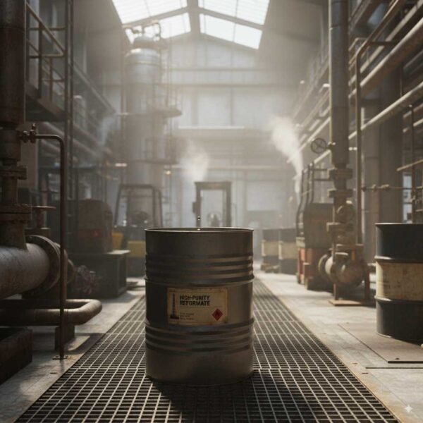 Reformate in petrochemical industrial environment, equipment visible