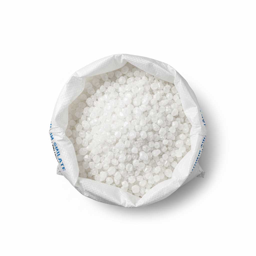 Top view of Ammonium Sulfate crystals in the bag