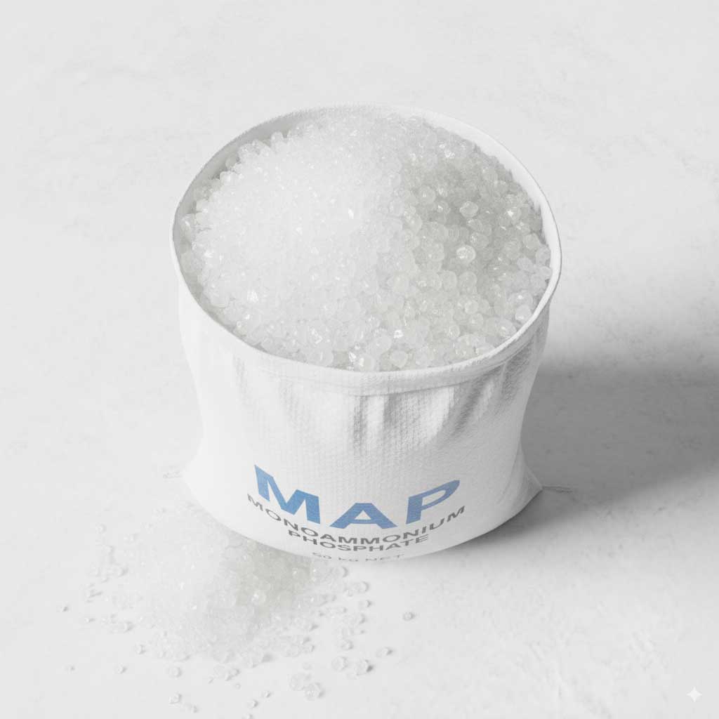 Top view of Mono Ammonium Phosphate crystals in the bag