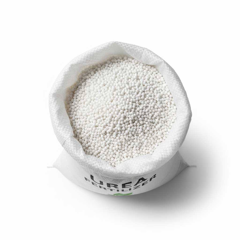 Top view of Urea 46% granules in the bag