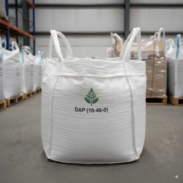 Side view of 50 kg DAP bag with crystals