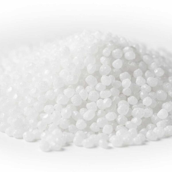 Close-up of white Ammonium Sulfate crystal texture
