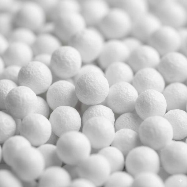 Close-up of white Urea 46% granules texture