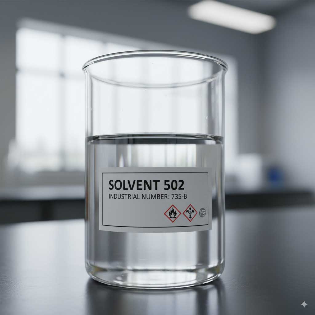 مایع-بی‌رنگ-حلال-502-در-ظرف-شیشه‌ای